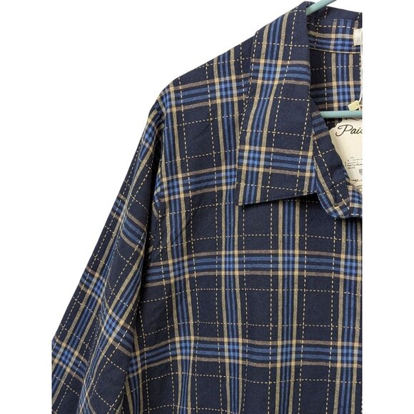 Paisley Vine Women Plus 2XL Plaid Long Sleeve Eyelet Ruffle Lace Shirt Button Up - Picture 4 of 15